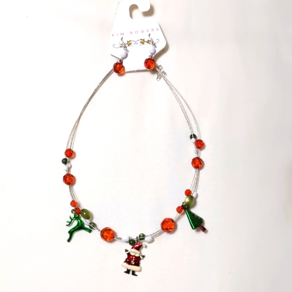 Kim Rogers Christmas earrings/necklace set NWOT